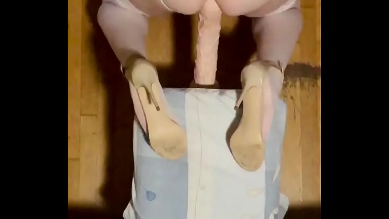 MarianthiTar doggying b. dildo in white underwear and stockings and beige stiletto heels