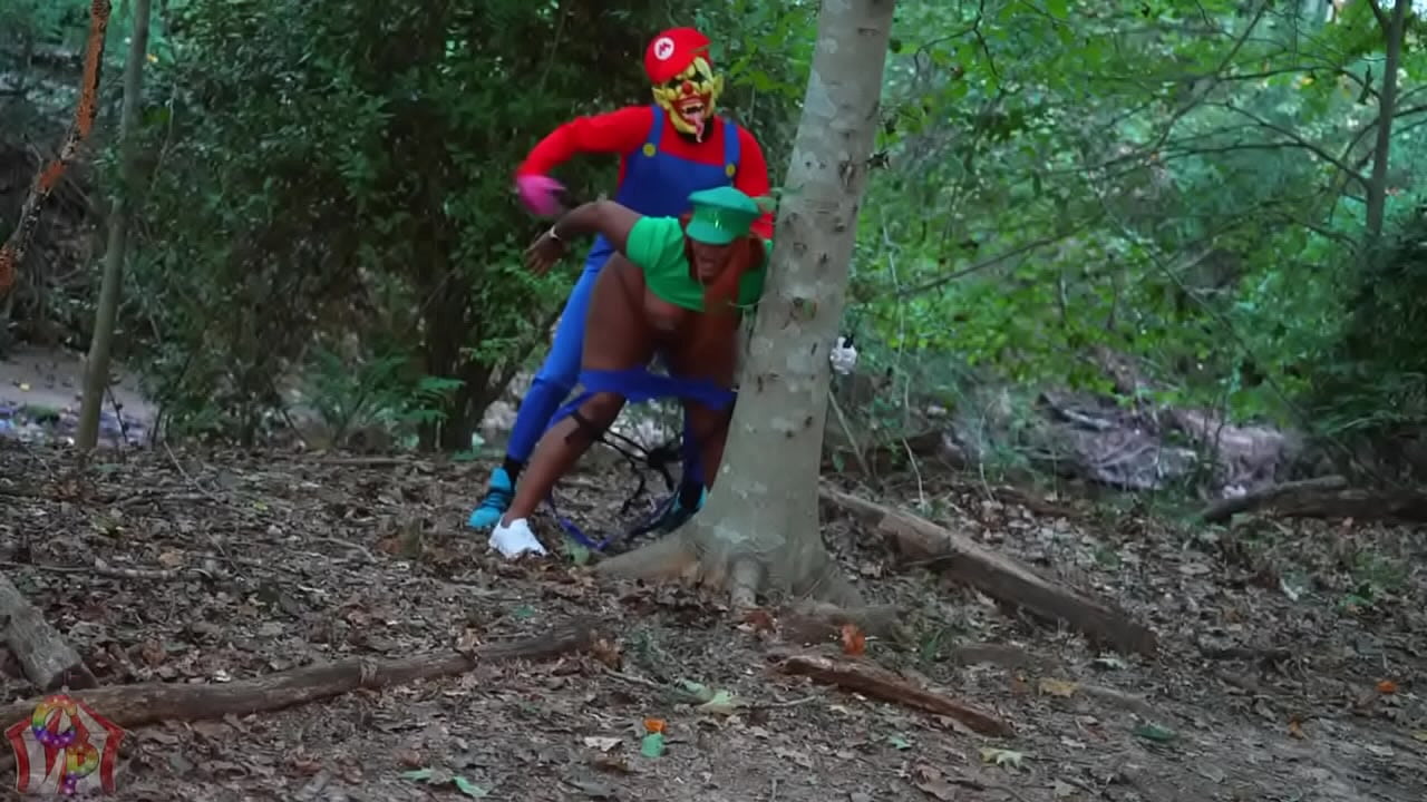 BratttyBae and GiGi gets dismantled in the Forrest by Gibby the clown dressed as smash bro characters