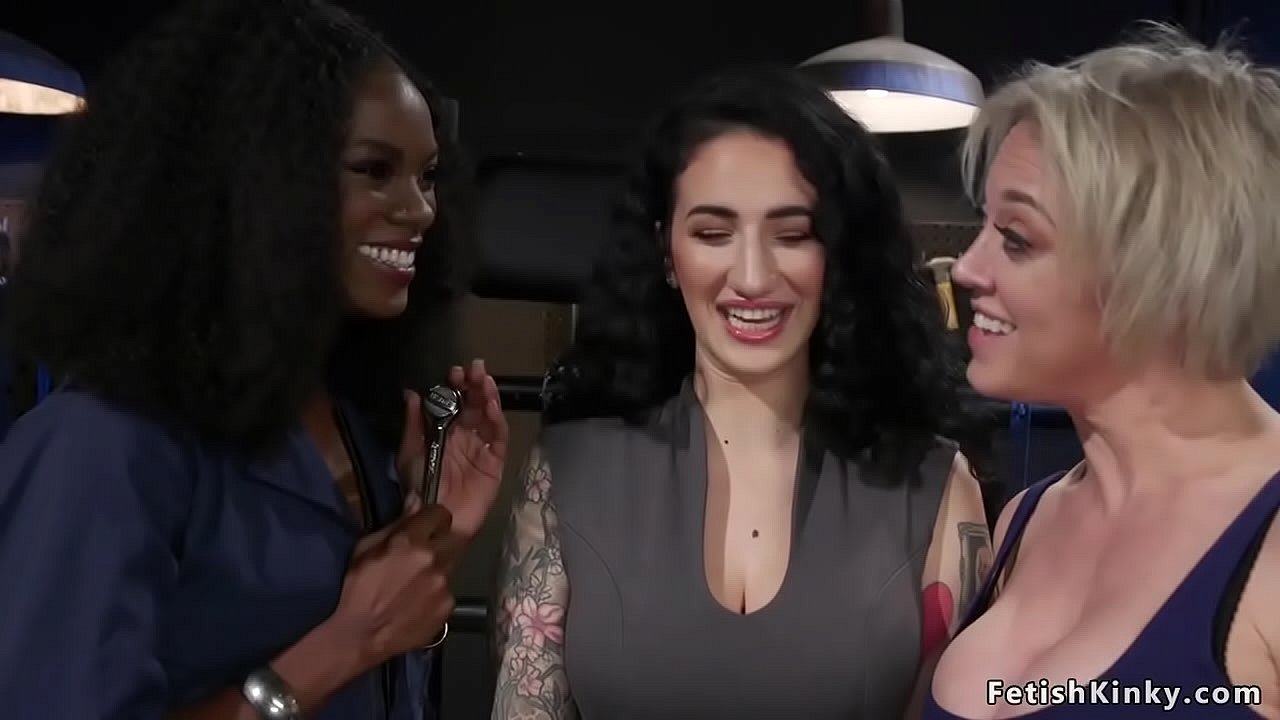 Milf lesbian and ebony hottie tie and torment hot huge tits alt brunette slave then anal fuck her with strap on cock