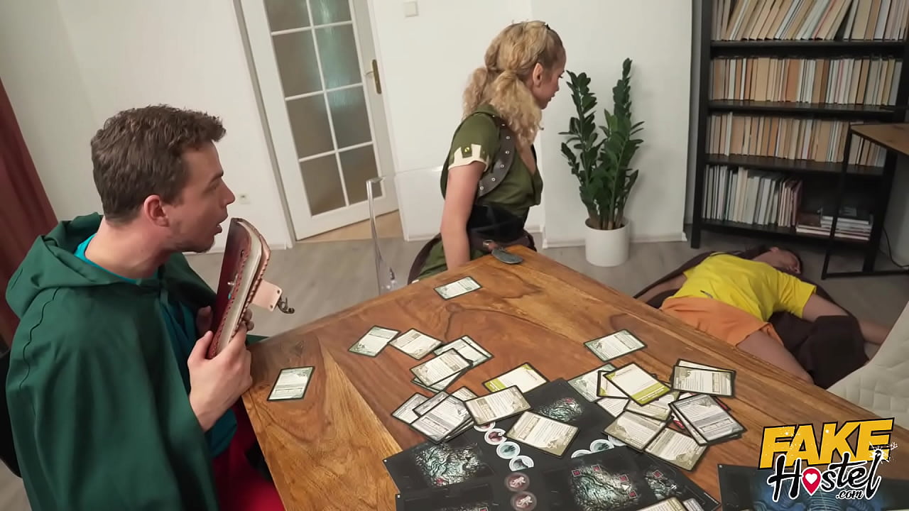 Fake Hostel - Atlanta Moreno and Geishakyd in fantasy cosplay have a college threesome with the teen dungeon master