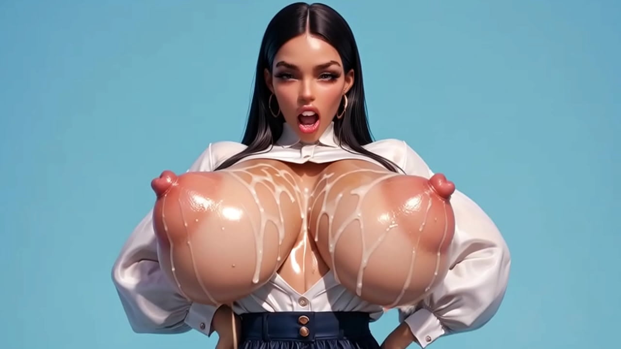 super hot AI latina secretary lets her cummed boobs bounce and jiggle