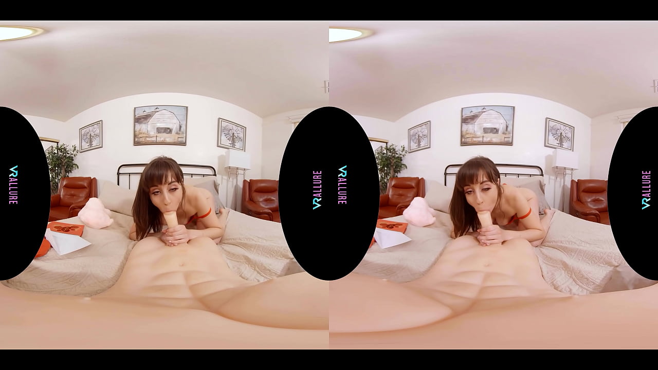 Beautiful brunette is ready to masturbate on Valentine's Day in virtual reality