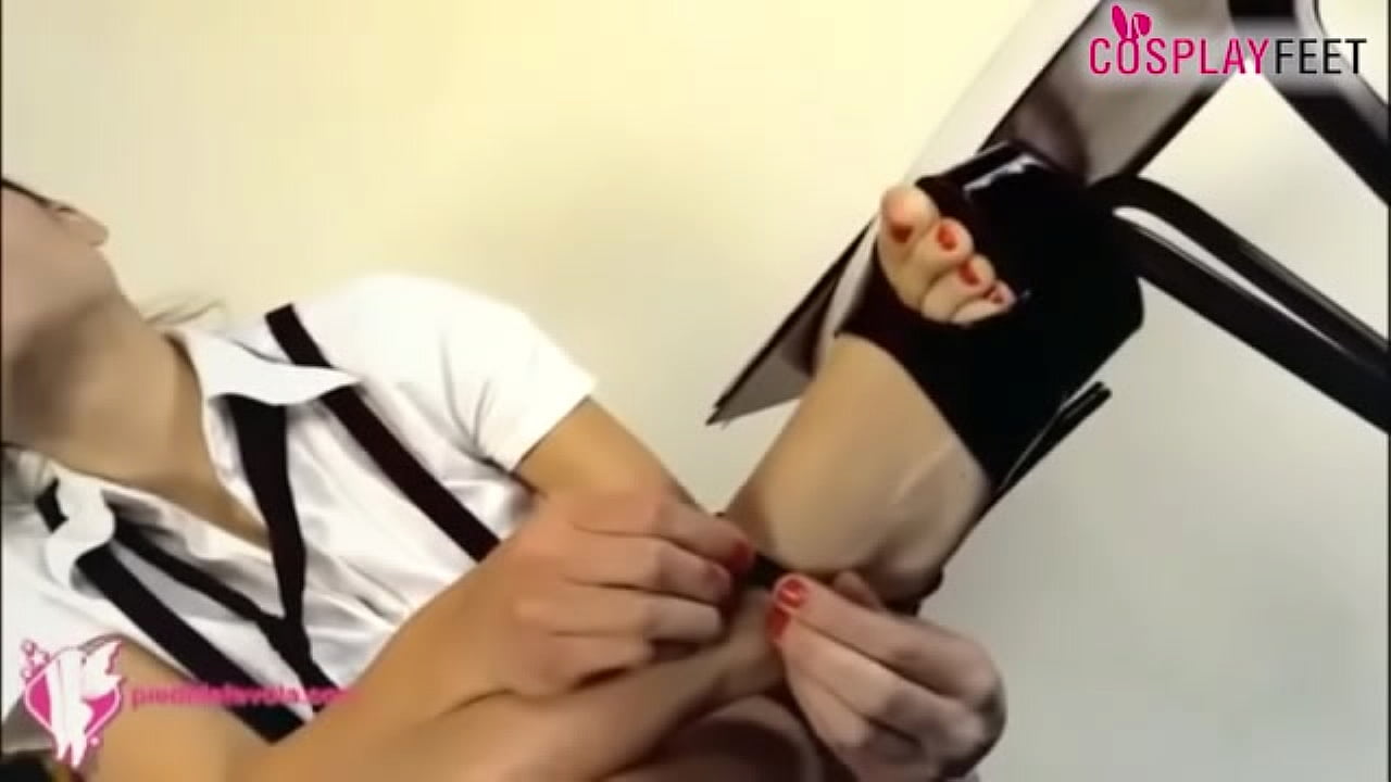 Chiara just got at but her shoes are hurting her. So She takes them off and lets you enjoy her cute feet