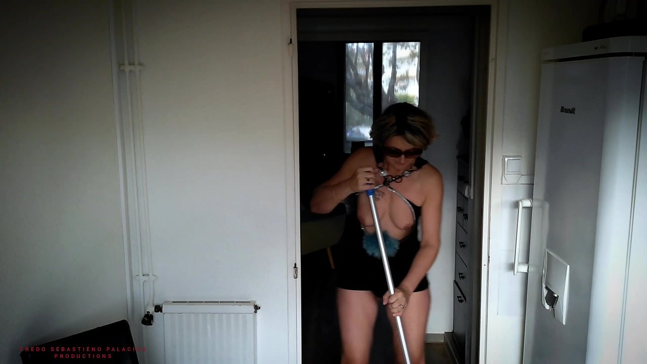 Cougar Mother-In-Law Does Housework In Scantily Clad Clothes In The Presence Of Her Stepson.