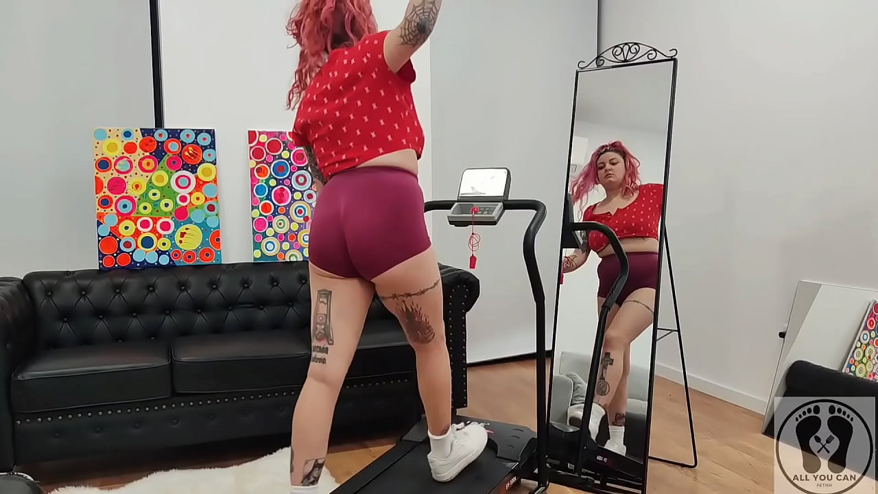 TREADMILL CHUBBY GIRL EXERSICES SHORT TIGHTS BIG ASS