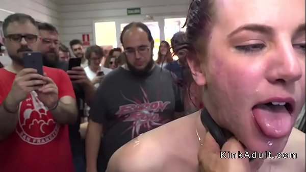 Brunette slave gangbanged and double penetration fucked