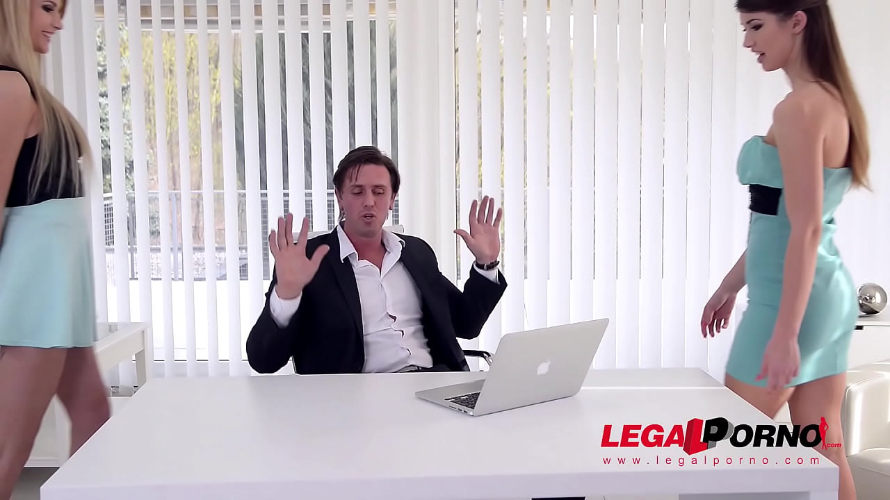 Leggy babes Susan Ayn & Karina Grand seduce guy for hardcore office fuck GP621