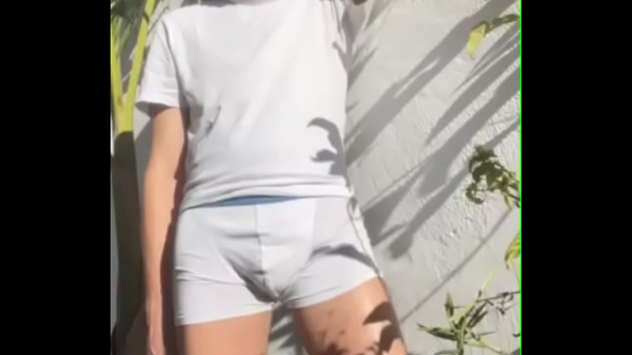 Twink self-pissing - wetting in white undies - male omorashi
