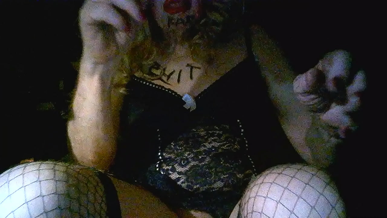 Old fuckpig fag, Sarah Millward, smokes masturbates her sissy clit, penetrates her sissy pussy with a bbc