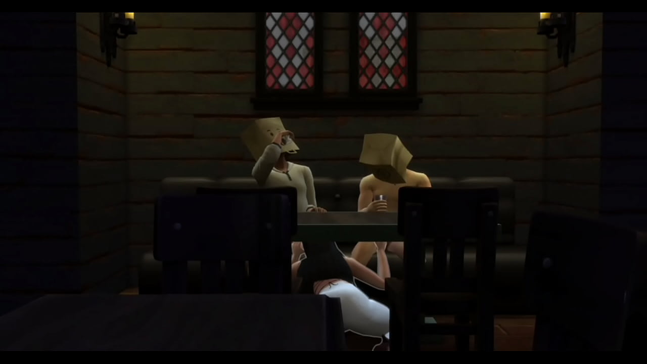 brunette cumslut orgy fuck at the bar