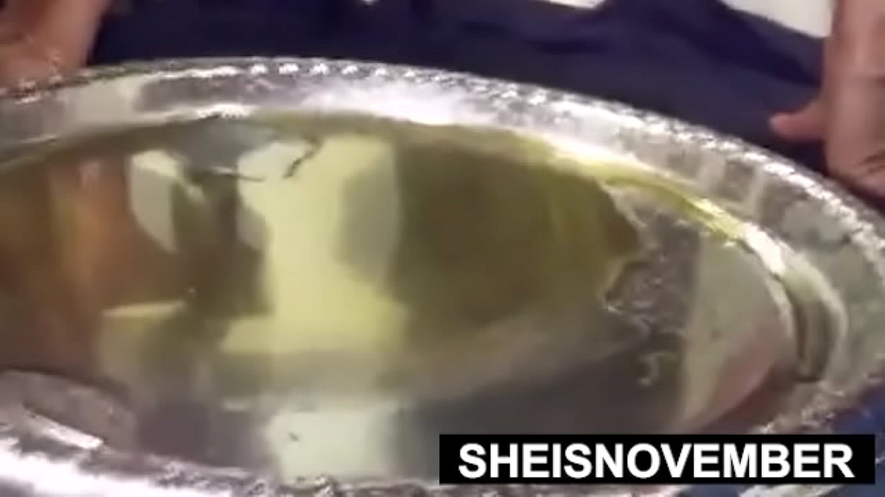 Chubby Black Hottie Msnovember Squatting and Covered In Oil With Saggy Titties and Nipples Exposed While Pee Peeing on Sheisnovember