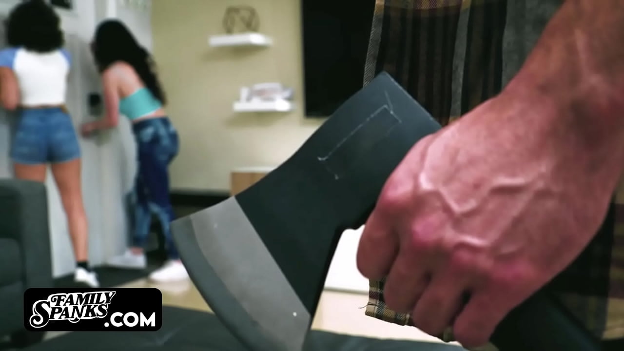 Stepdaughters Rammed by Muscular Stepdad at New Home