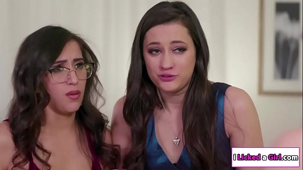 3 gorgoeus officemates blackmailed to have a lesbian threesome