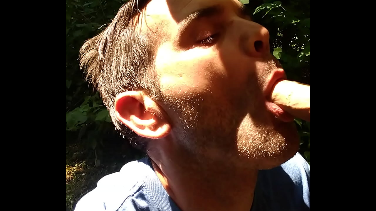fag in woods swallowing