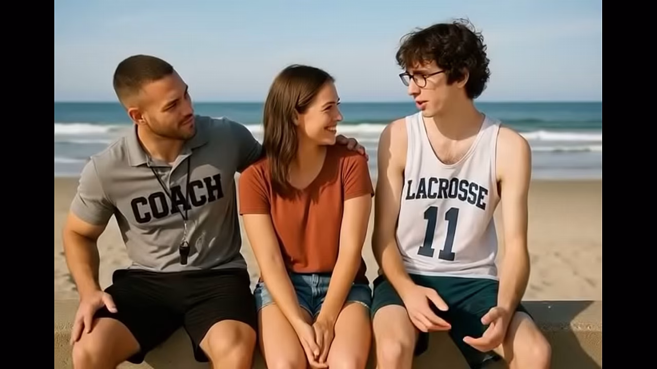 Couple seduce straight guy - AI generated