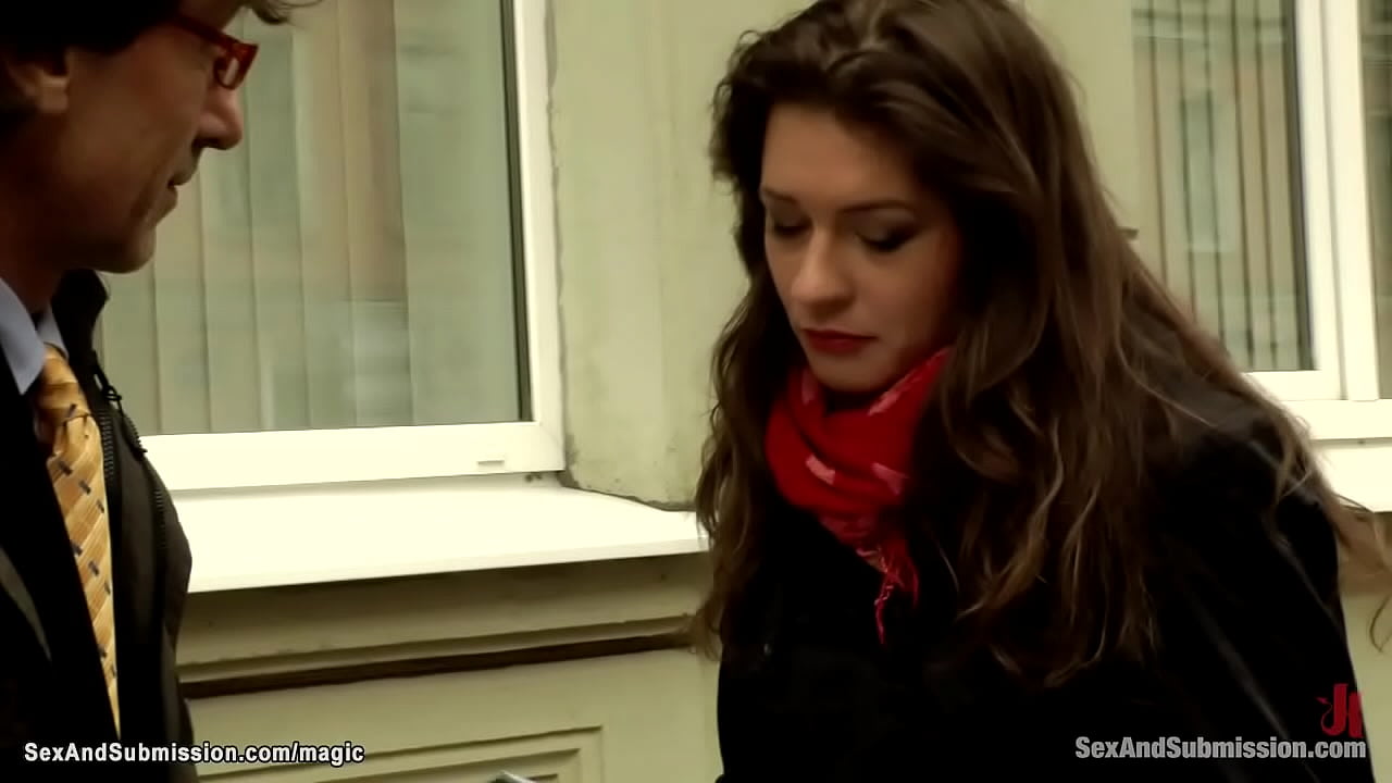 Steve Holmes offers help to sexy brunette tourist Savannah Secret and then in his apartment binds her and double penetration fucks with friend