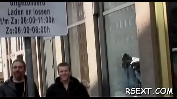 Sexy slut sucks hard rod wild