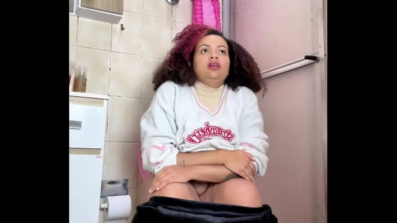 Chubby Girl Can't Stop Farting in Toilet with Belly Ache