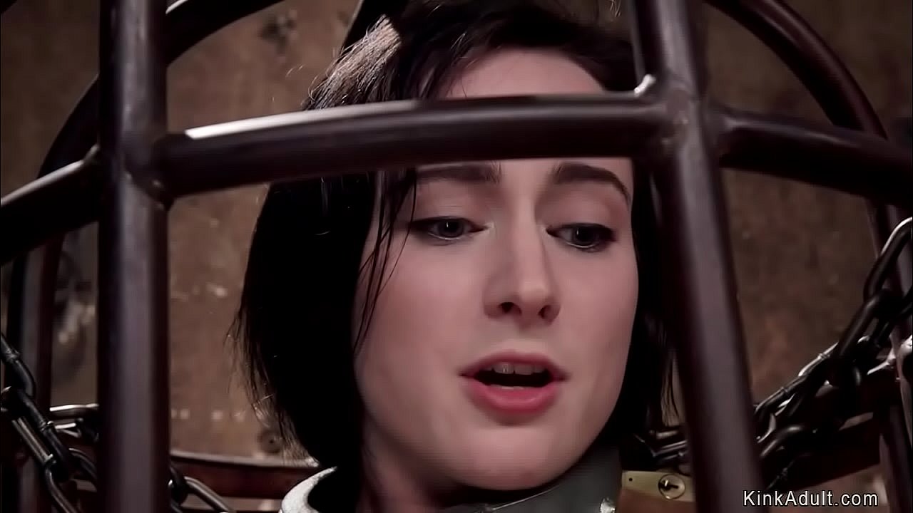 Brunette slave trainee Tifereth is locked in birds cage and tormented them master James Mogul makes her suck and fuck huge dick to gimp Owen Gray