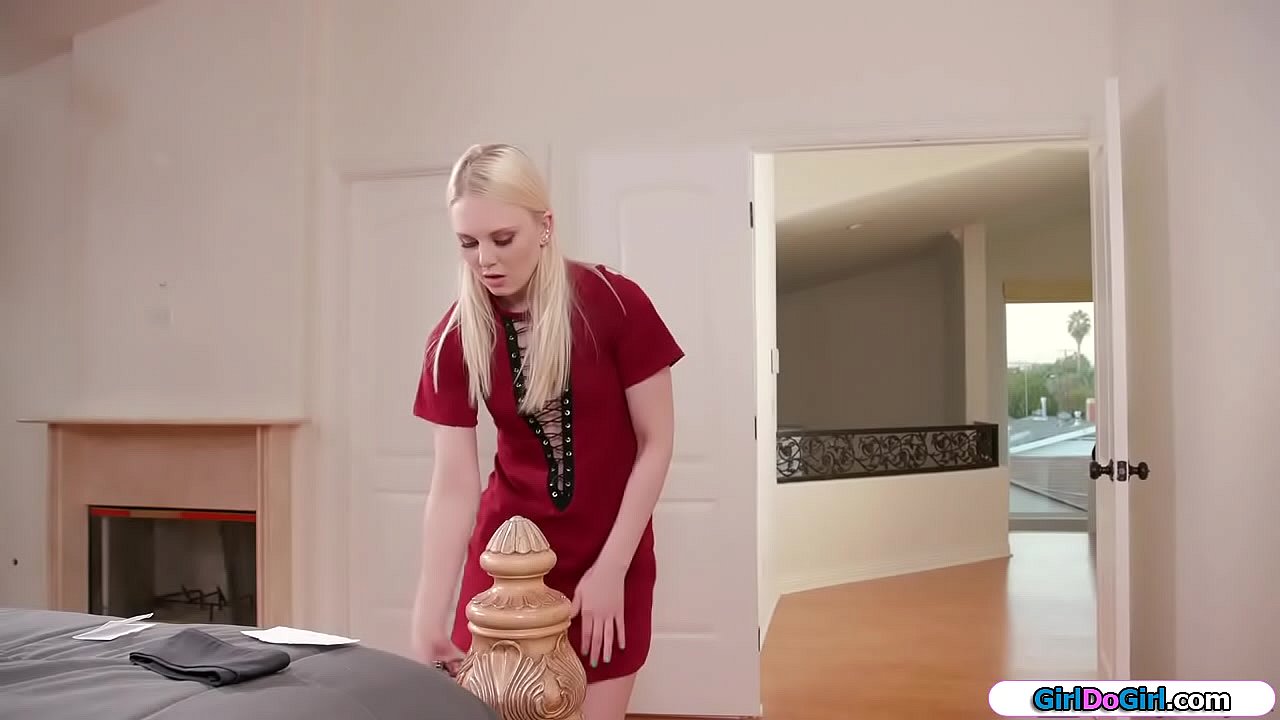 step Sis has come up with a scheme to get her bros hot gf naked.Once shes blindfolded on the bed she sucks her tits while rubbing her pussy and kisses her