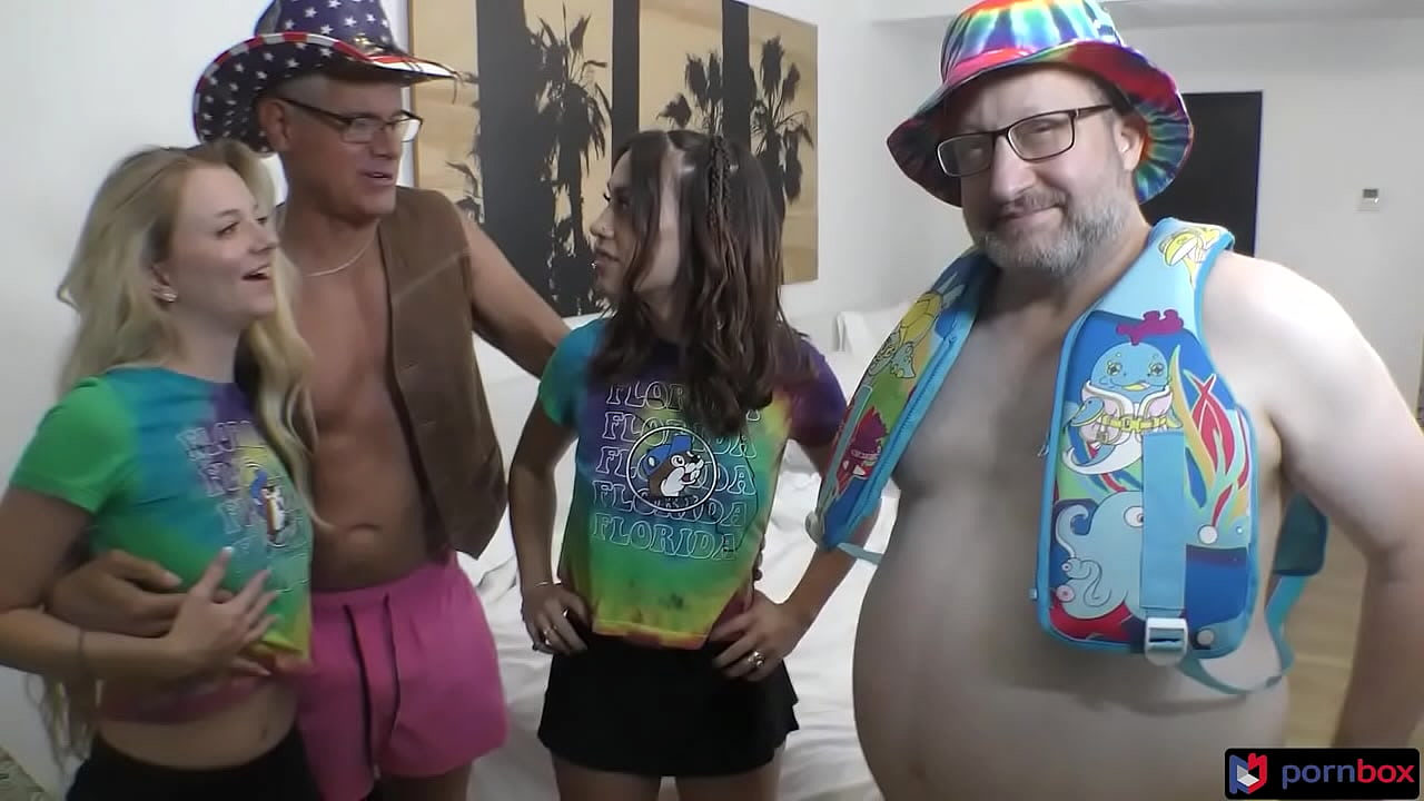 Crazy Cowboy Threesome W petite babes W little hairy PUSSIES Riley Star & Laya Rae