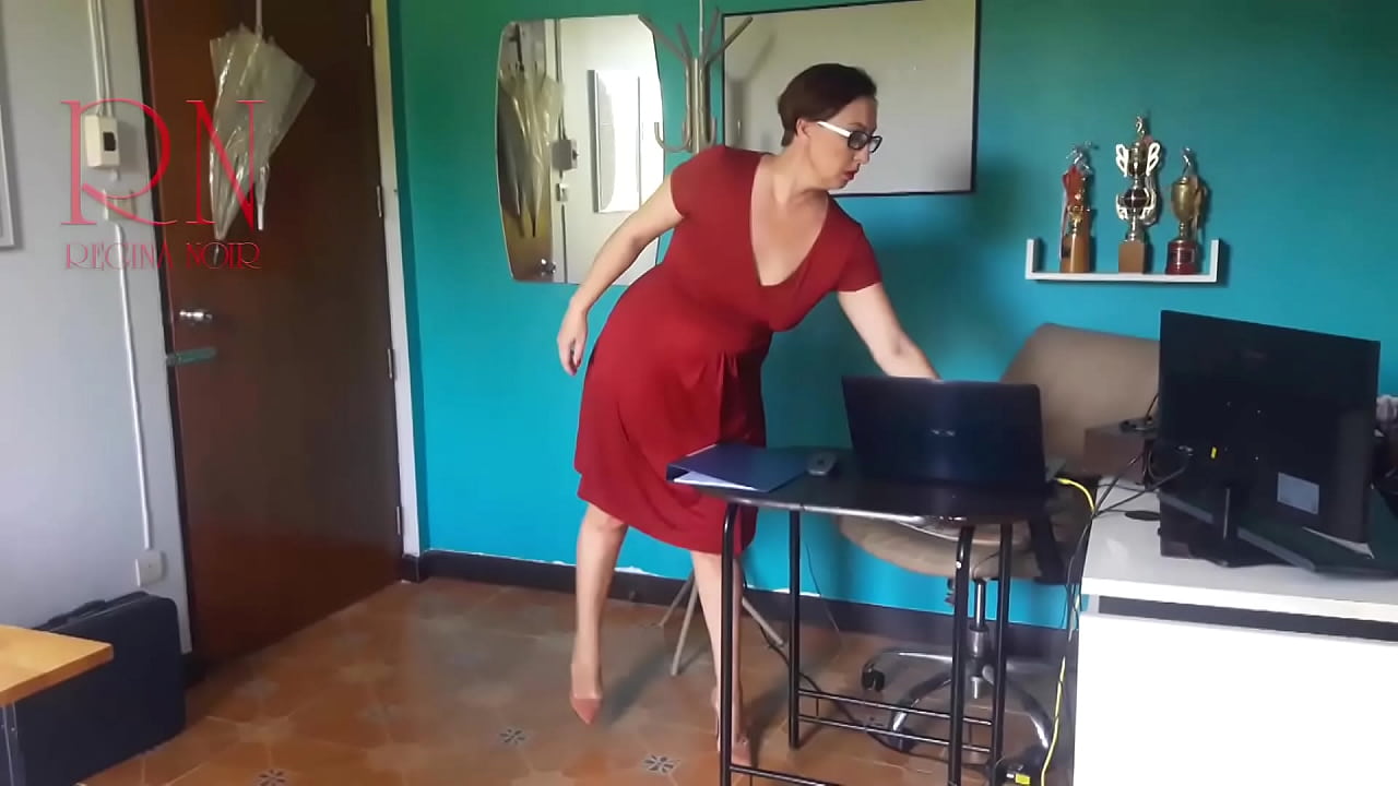 Naked office. Nudism in a public place. A hired lady manager without panties at the workplace. Boss and manager.