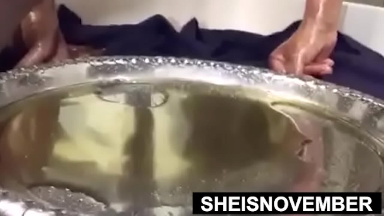 Busty Black Geek Sheisnovember Throw Back BBW Peeing Taboo, Stand Up In RestRoom With Oiled Nude Body, Squatting Over Sink, Thick Booty And Largest Areolas, Heavy Saggy Titties Udders And Bubble Butt Exposed Erotica By Msnovember