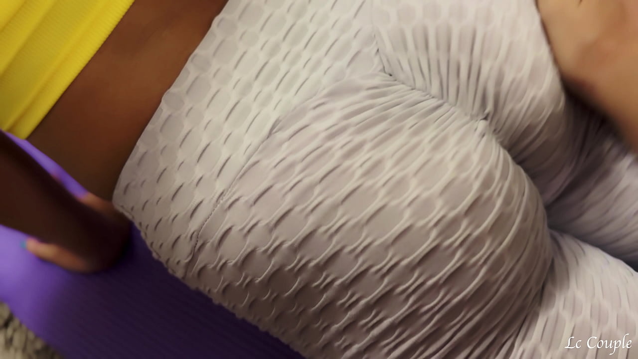 Horny couple can't wait long after workout and husband rips a hole into wifes pants to get into her hole