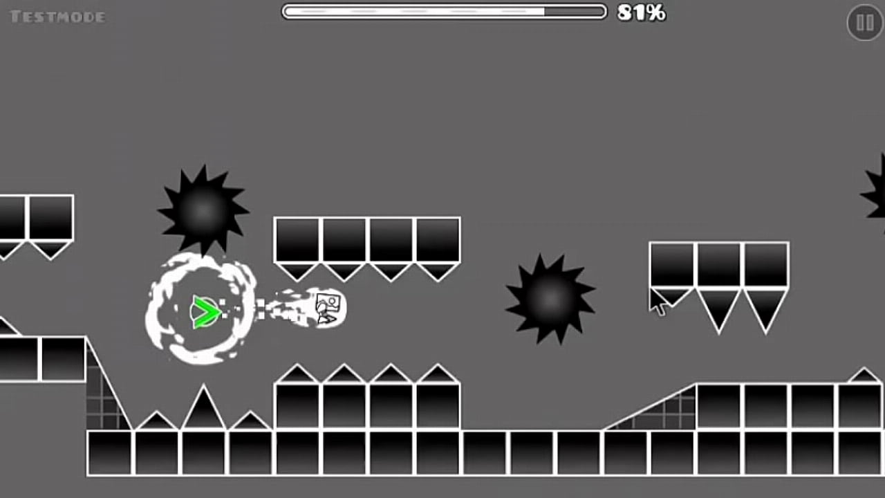Playing geometrydash lol