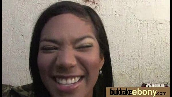 Ebony Cum Slut Hottie Bukkake Party 18