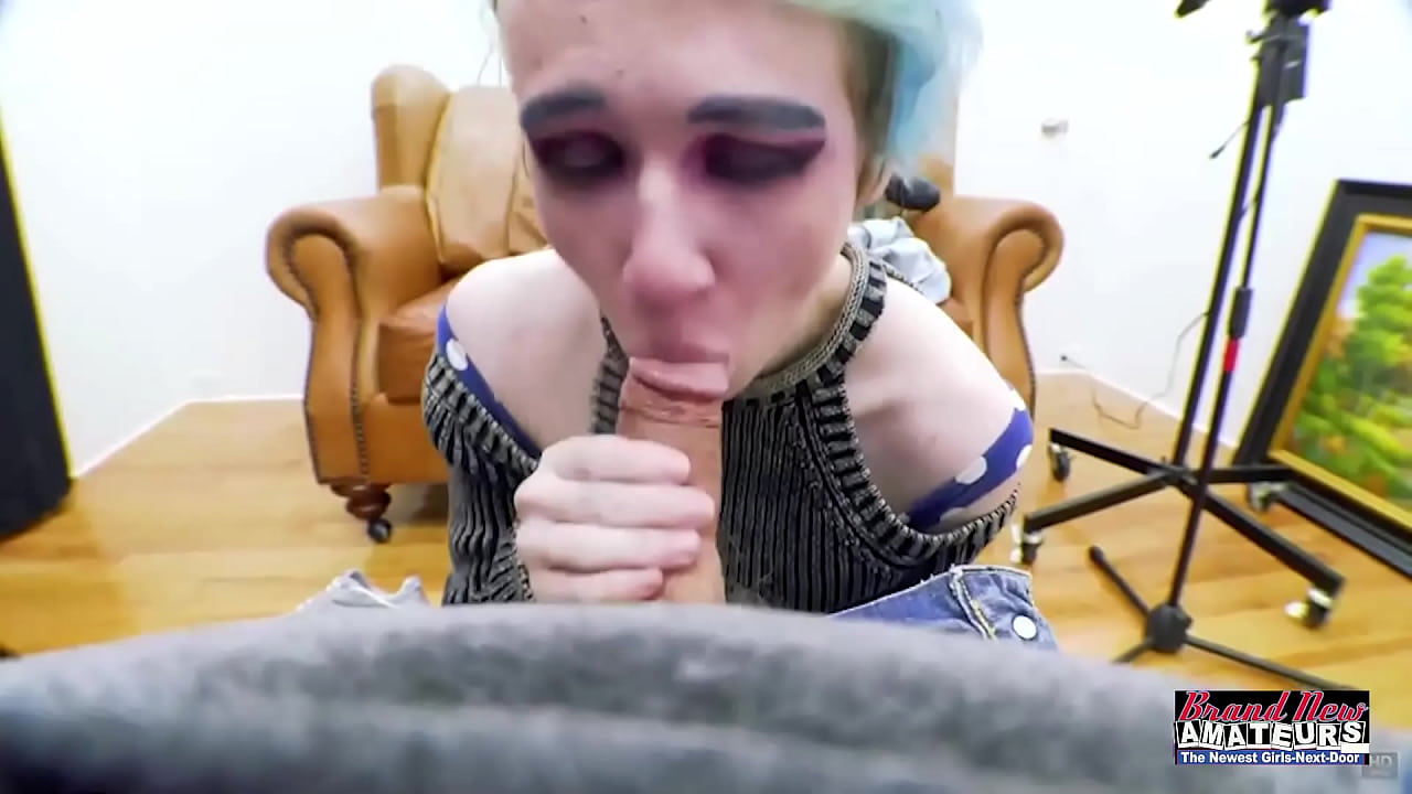 Blue Haired Exotic Coed Raven Masturbates And Deepthroats A Hard Cock!