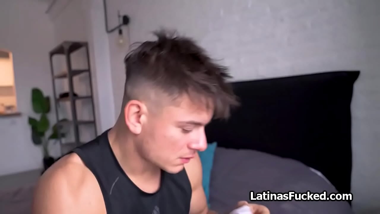 Sniffing her panties then riding her big juicy boobies