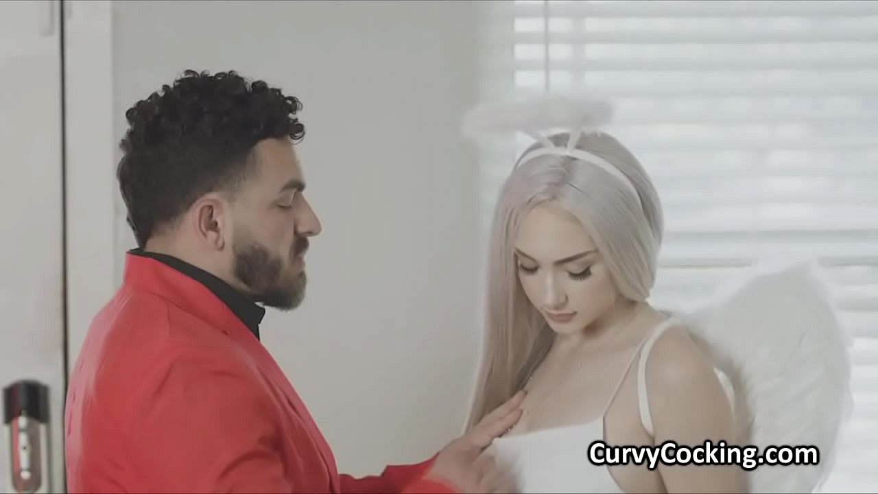 Teen babe with huge tits and angel wings tit fucks a hard dick