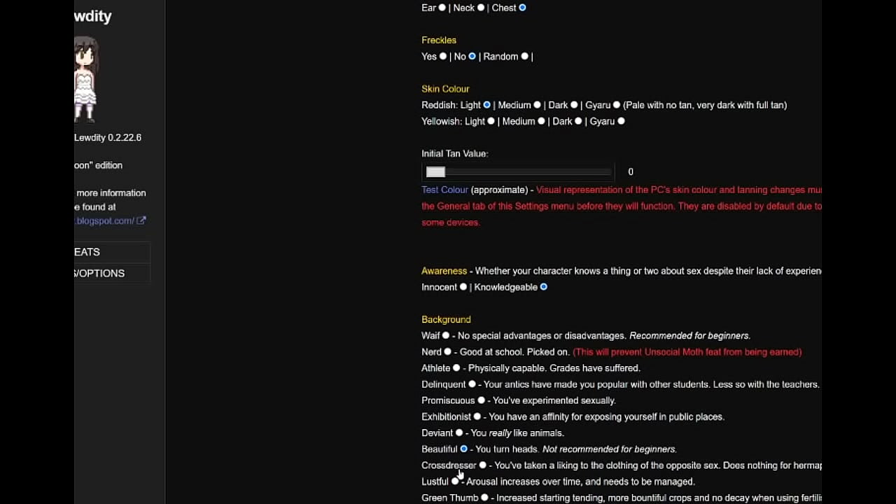 Character creation for cool game