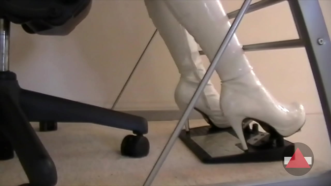 She has her leather shoes practice driving