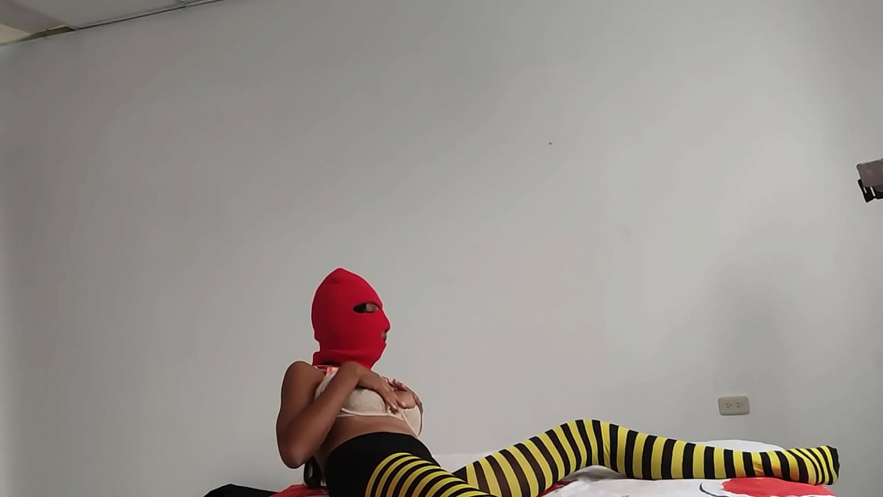 STEPMOTHER CARESSES HER BUTTOCKS AND TITS, then the stepson arrives and rubs his penis with her feet