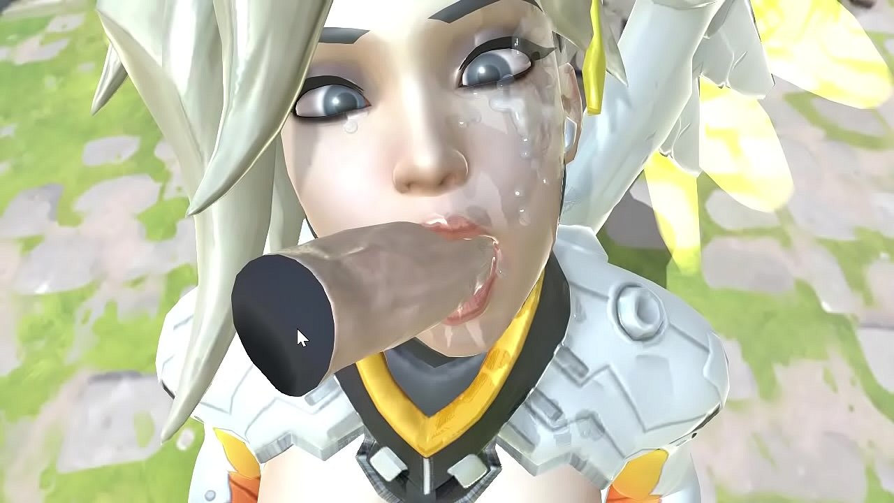 Overwatch Mercy sucks and get cum on face, real-time 3D True Facials