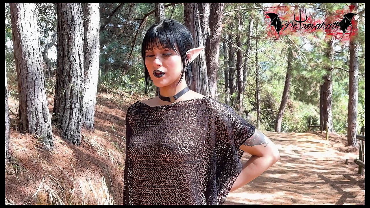 gothic elf, masturbating in the forest