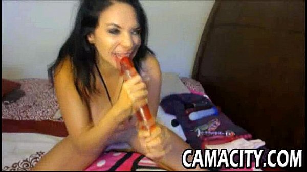 Curvy brunette gets ass fucked by a dildo