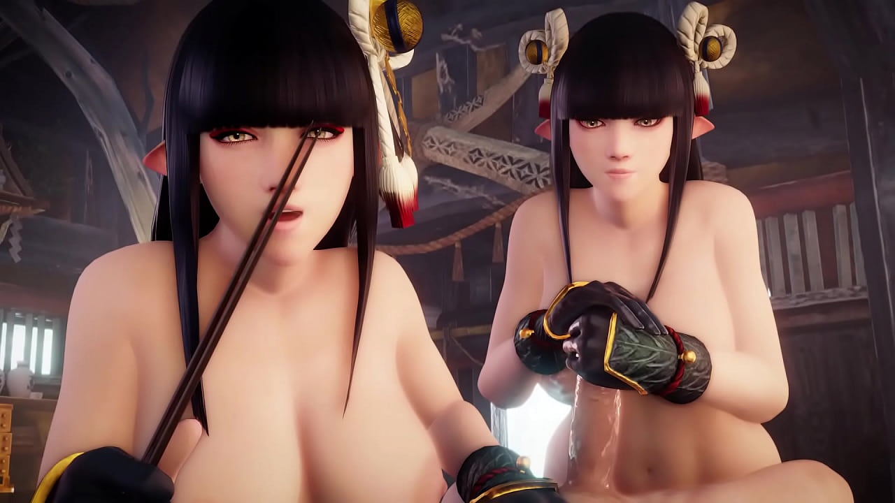 3d hentai girls gives rewards to a lucky guy