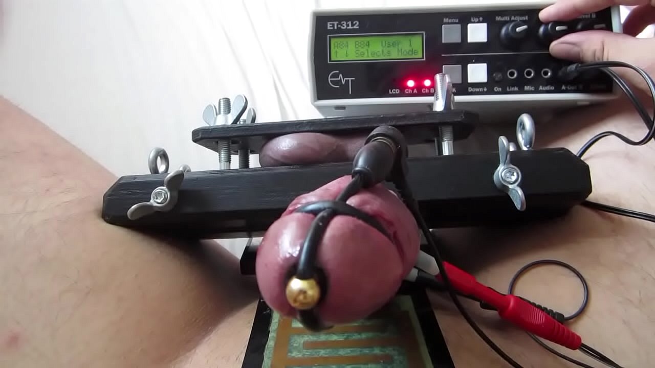 E-Stim Ball Squeeze with Cumshot