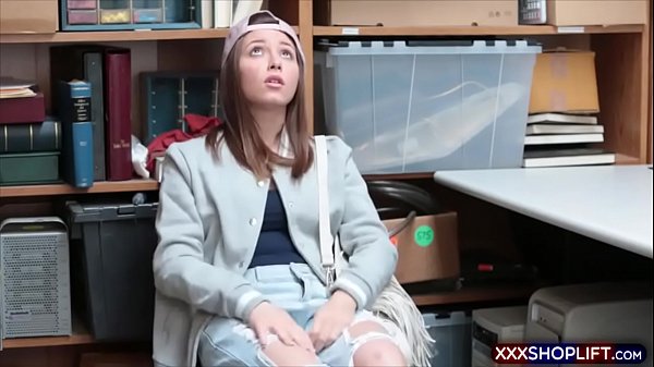 Shy teenie shoplifter is afraid of getting a police record so she is fucking with the security guard for her release after she got caught stealing