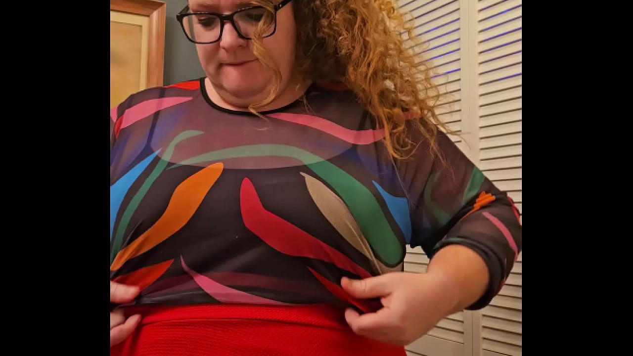 Redhead secretary with natural tits