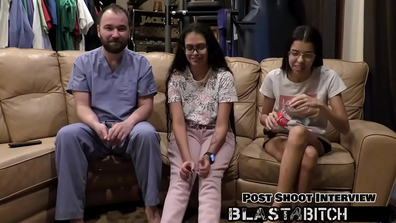 StepSisters Aria Nicole & Angel Santana Suck Dick And Get Blasted Full of Cum, Nurses POV Version