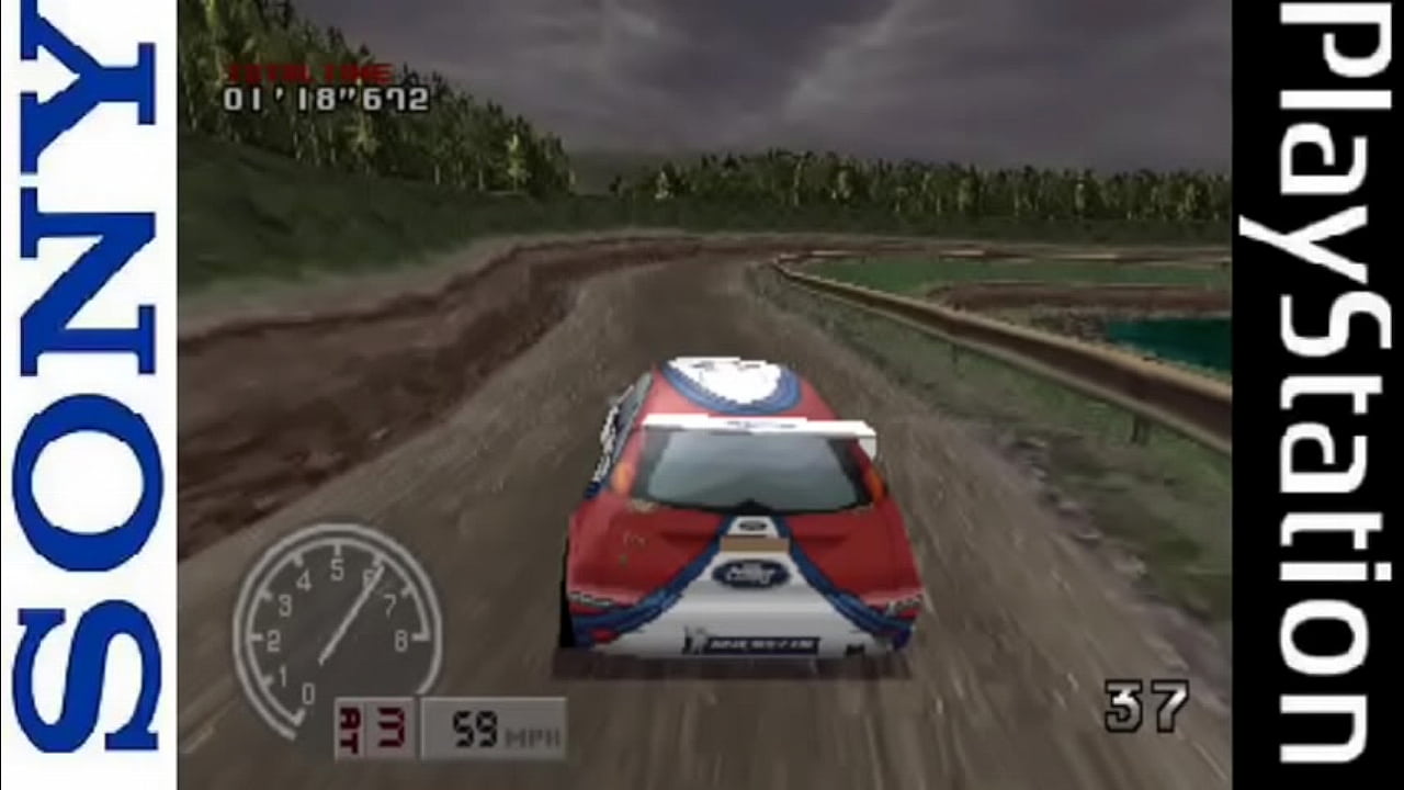 Playstation gameplay: Konami International Rally Racing (year: 1999 Konami)