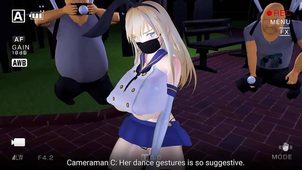 Kancolle Ship Bismarck dancing and stripping in public