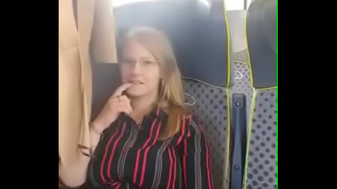 Busty redhead showing off her pussy on public transport, name needed