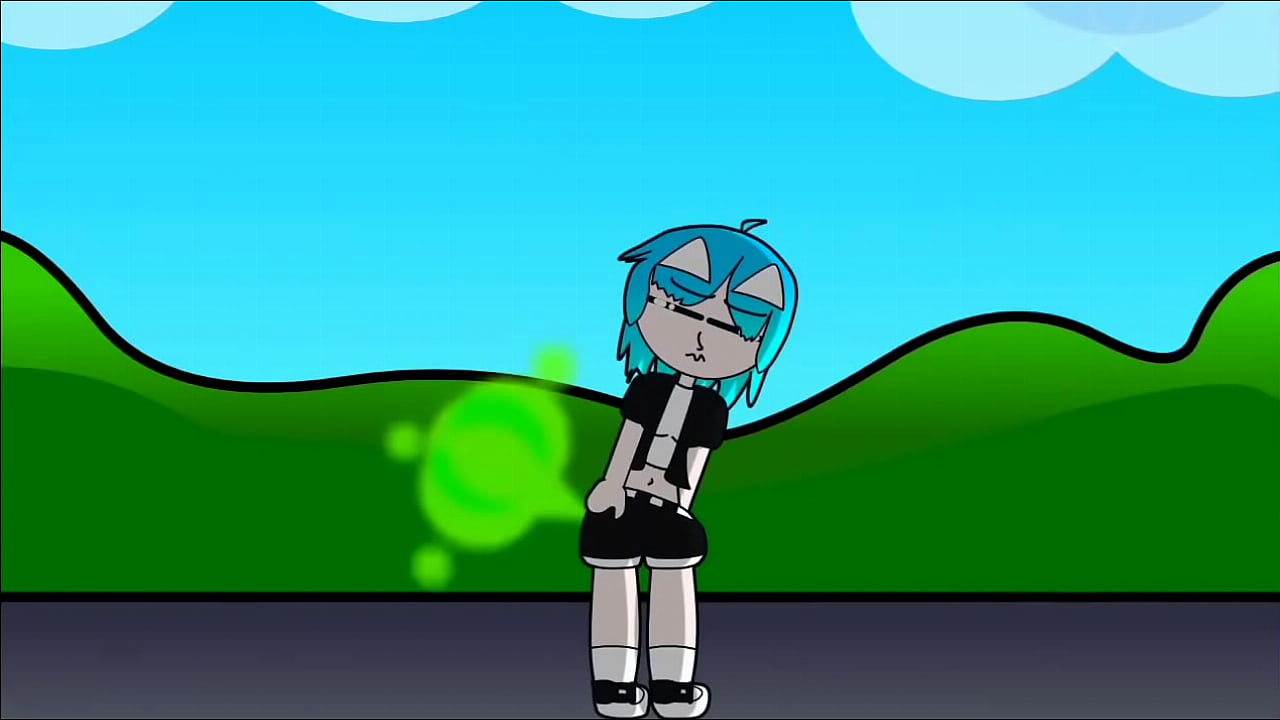 a short animation girl farting Hair Cyan