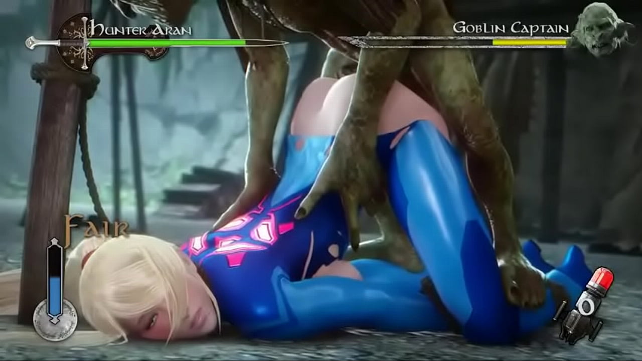 Samus Aran captured by goblins