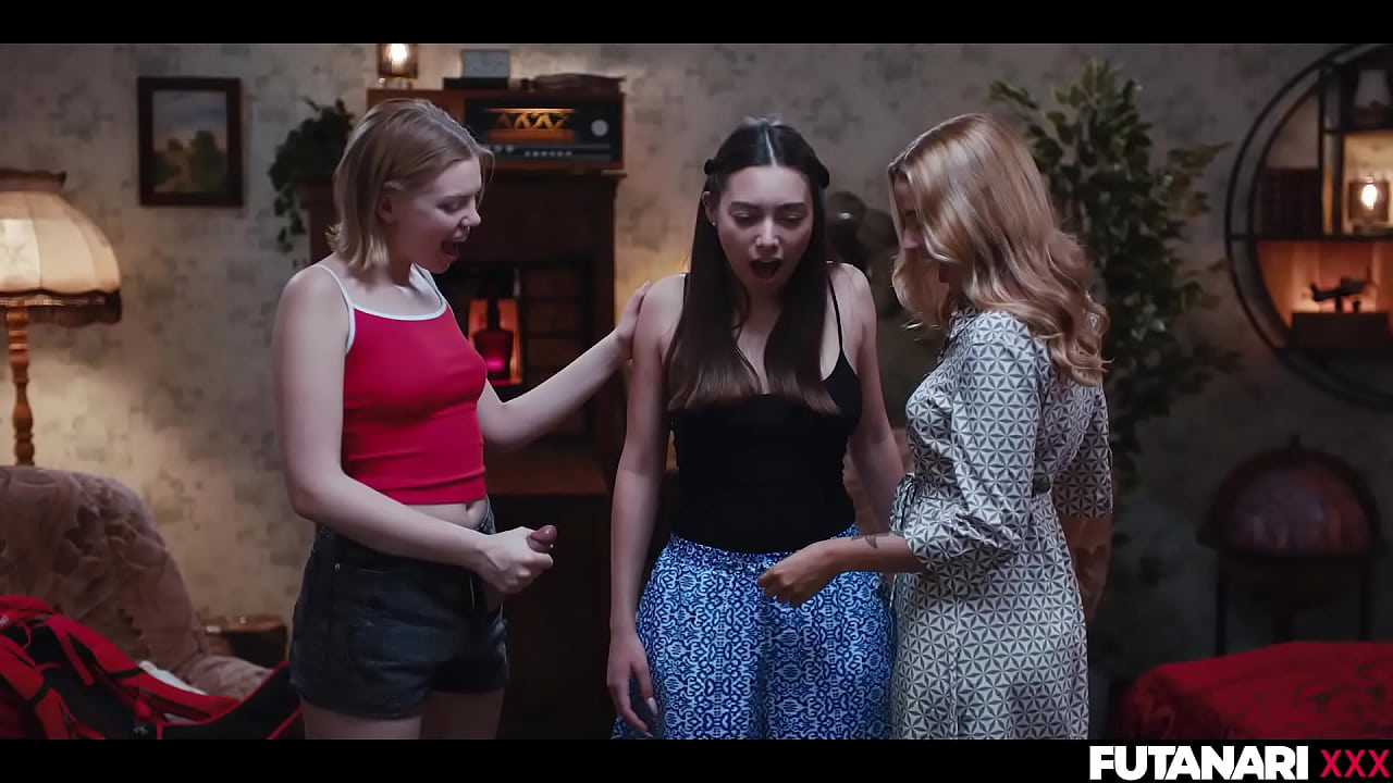 2 Blondes 1 Brunette - Trans Fucks Girl in Lesbian Shemale Threesome with Double Futa Transformation